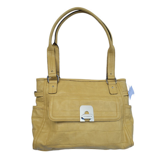 HP Vintage Liz Claiborne‎ Yellow Mustard  Hobo Textured Satchel Handbag Purse - Picture 1 of 11